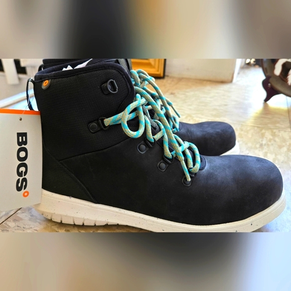 NWT Bogs Size 8.5 M CYPRESS LACE Black New Women's Safety Toe Work Shoes - Picture 1 of 14